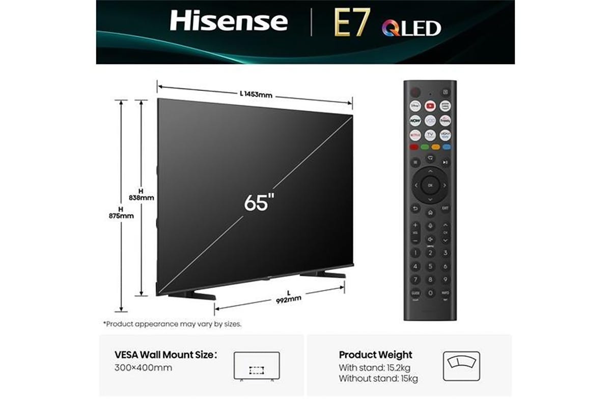Hisense E7Q 65" 4K Ultra HD QLED Smart TV (2025) | 65E71Q-2