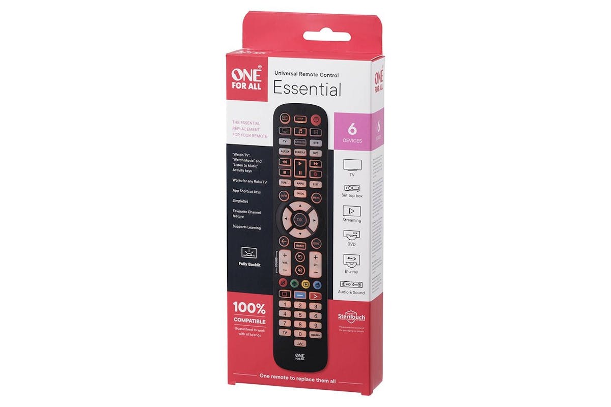 One For All Essential 6 Antimicrobial Universal Remote Control | URC3661-5