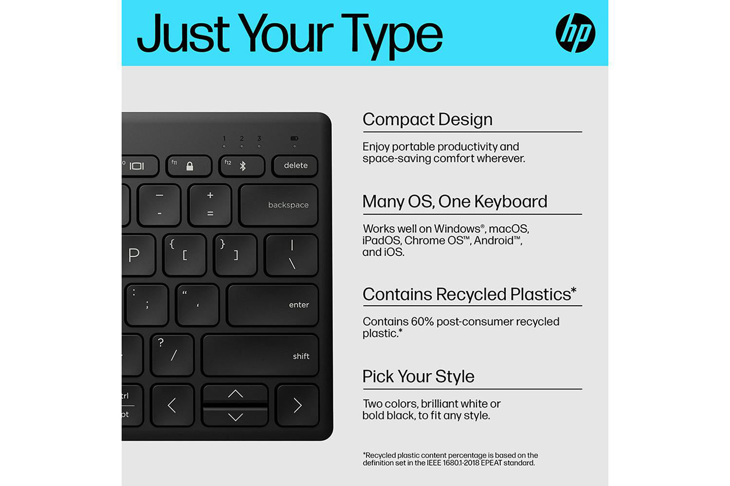 HP 350 Compact Multi-Device Bluetooth Keyboard | Black-10