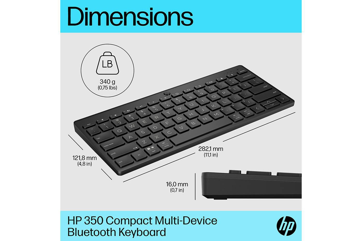 HP 350 Compact Multi-Device Bluetooth Keyboard | Black-15