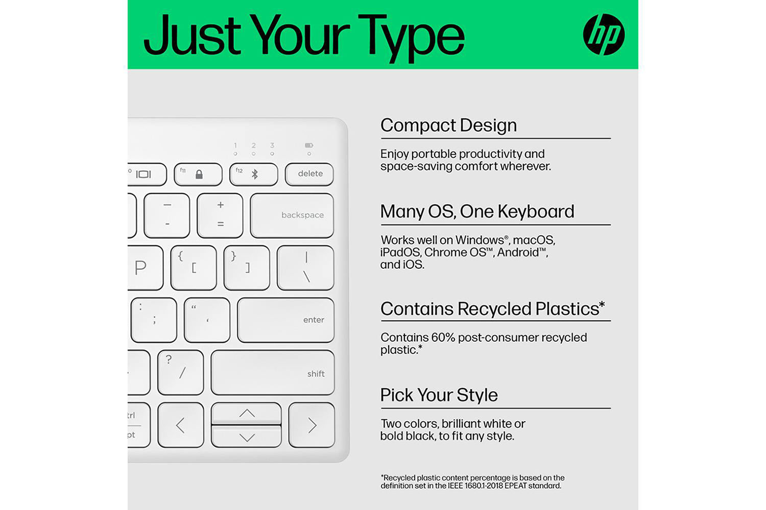 HP 350 Compact Multi-Device Bluetooth Keyboard | White-11