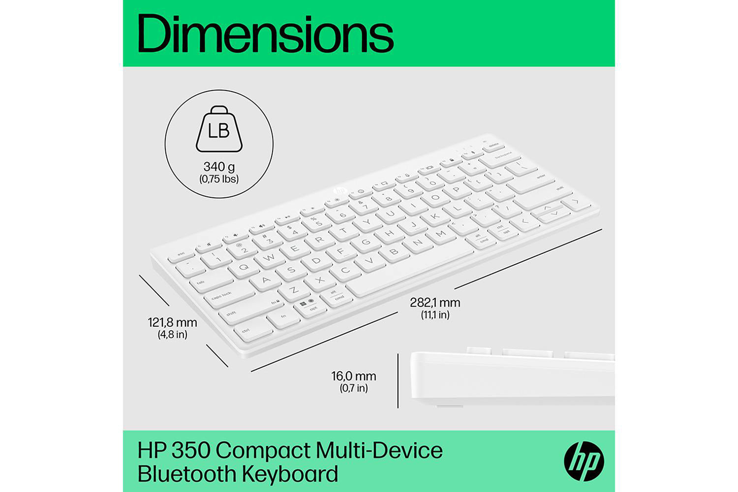 HP 350 Compact Multi-Device Bluetooth Keyboard | White-15