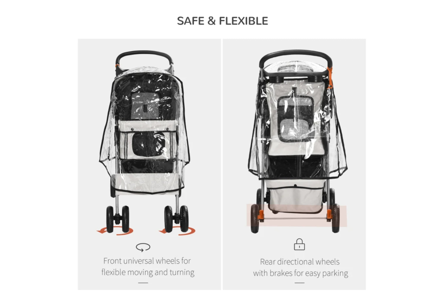 PawHut Foldable Pet Stroller | Grey-2