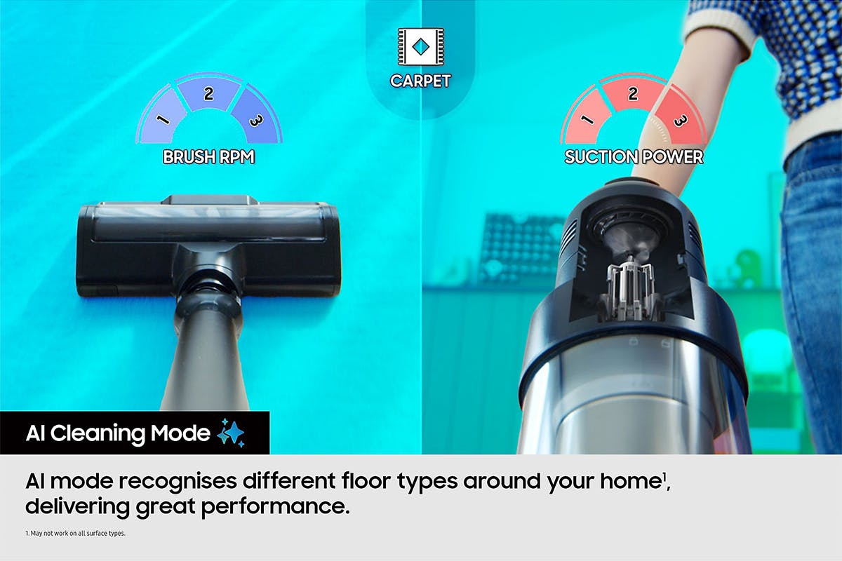 Samsung Bespoke AI Jet Ultra Cordless Stick Vacuum Cleaner, Max 400W Suction Power | VS90F40DEK/EU-8
