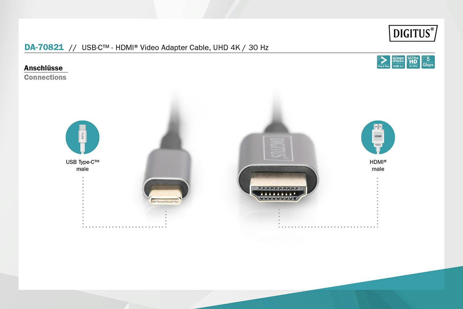 Digitus USB-C & HDMI Video Adapter Cable | Black-6