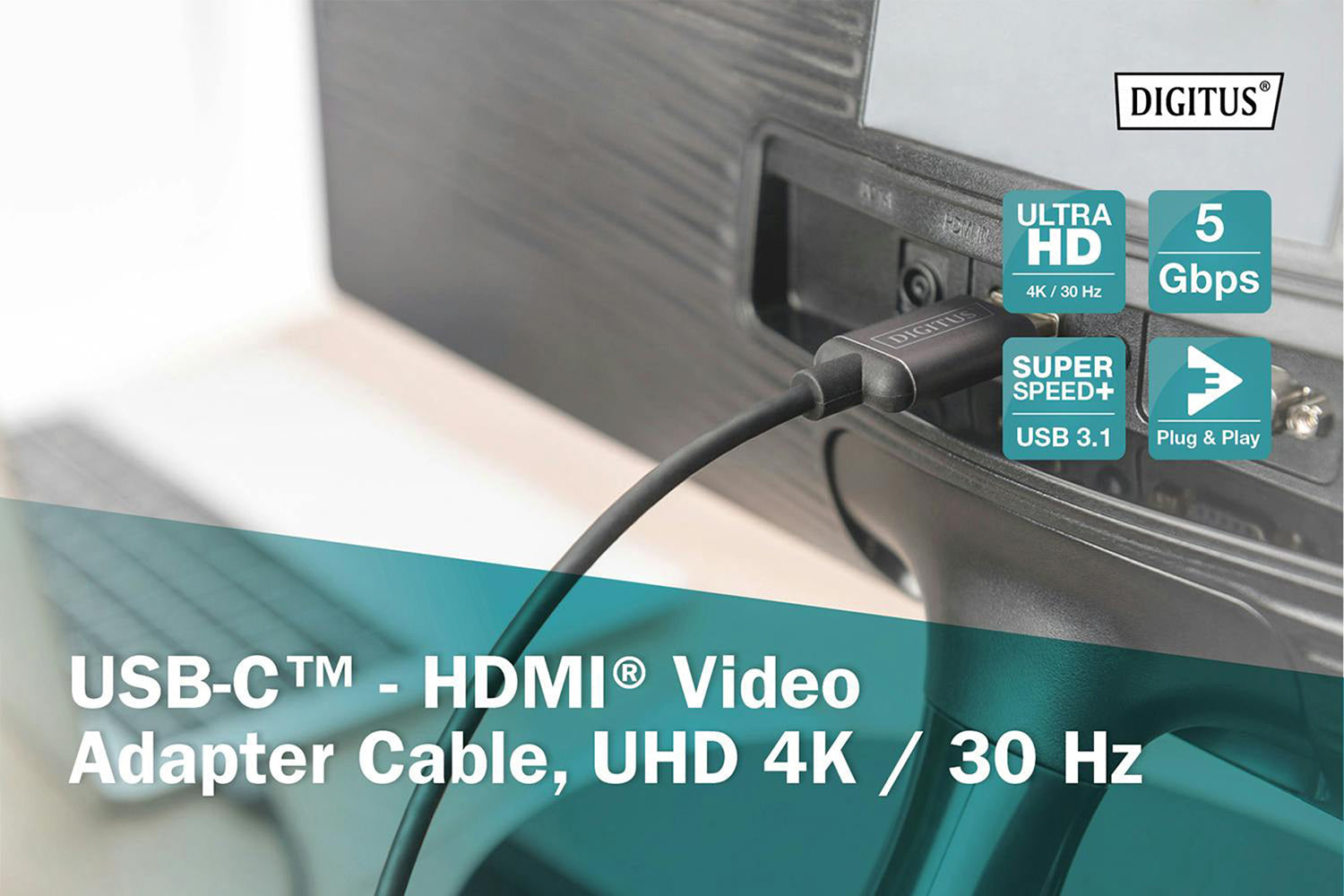 Digitus USB-C & HDMI Video Adapter Cable | Black-8
