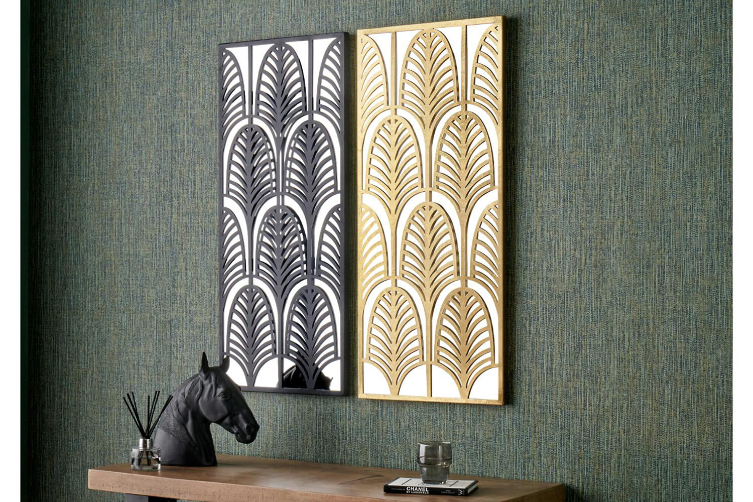 Framed Rectangular Mirrored Wall Art | Gold | 90 x 40 cm-2