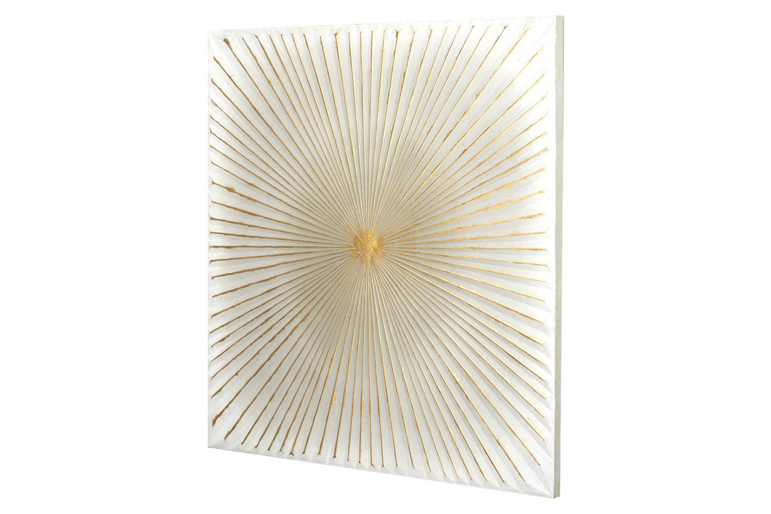 Sunburst Unframed Textured Metal Wall Art | White/Gold | 100 x 100 cm-4
