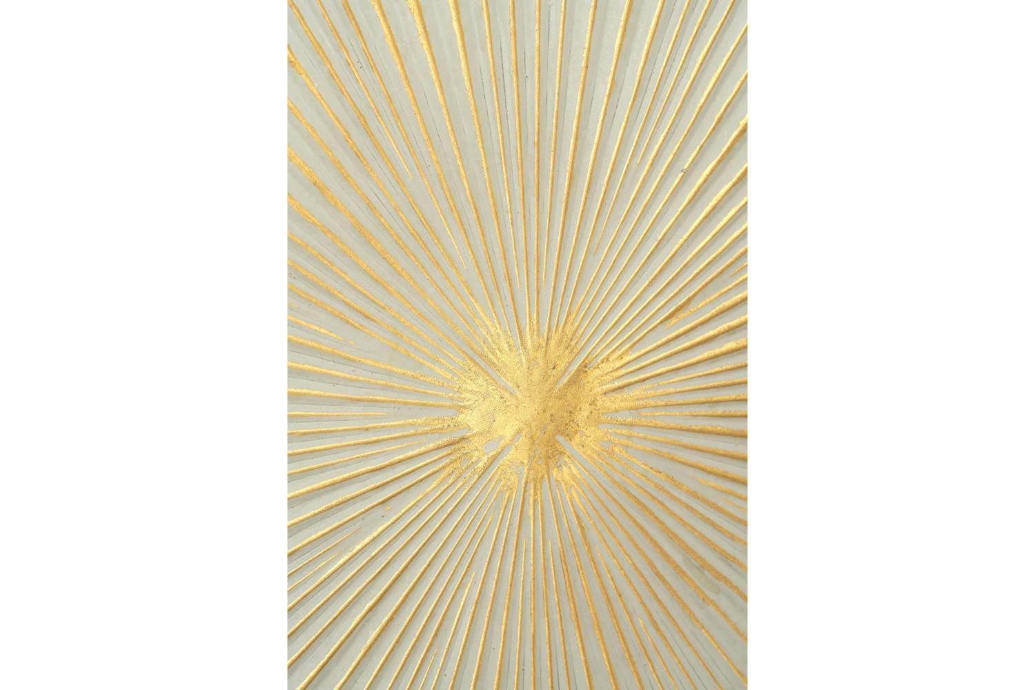 Sunburst Unframed Textured Metal Wall Art | White/Gold | 100 x 100 cm-6