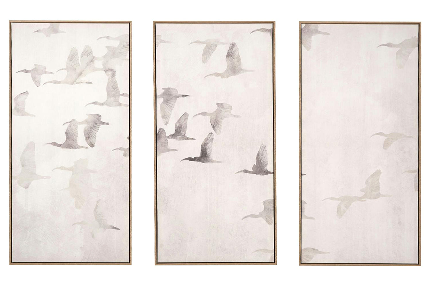 Natural Framed Canvas Print | Beige & Grey | 60 x 120 cm | Set of 3