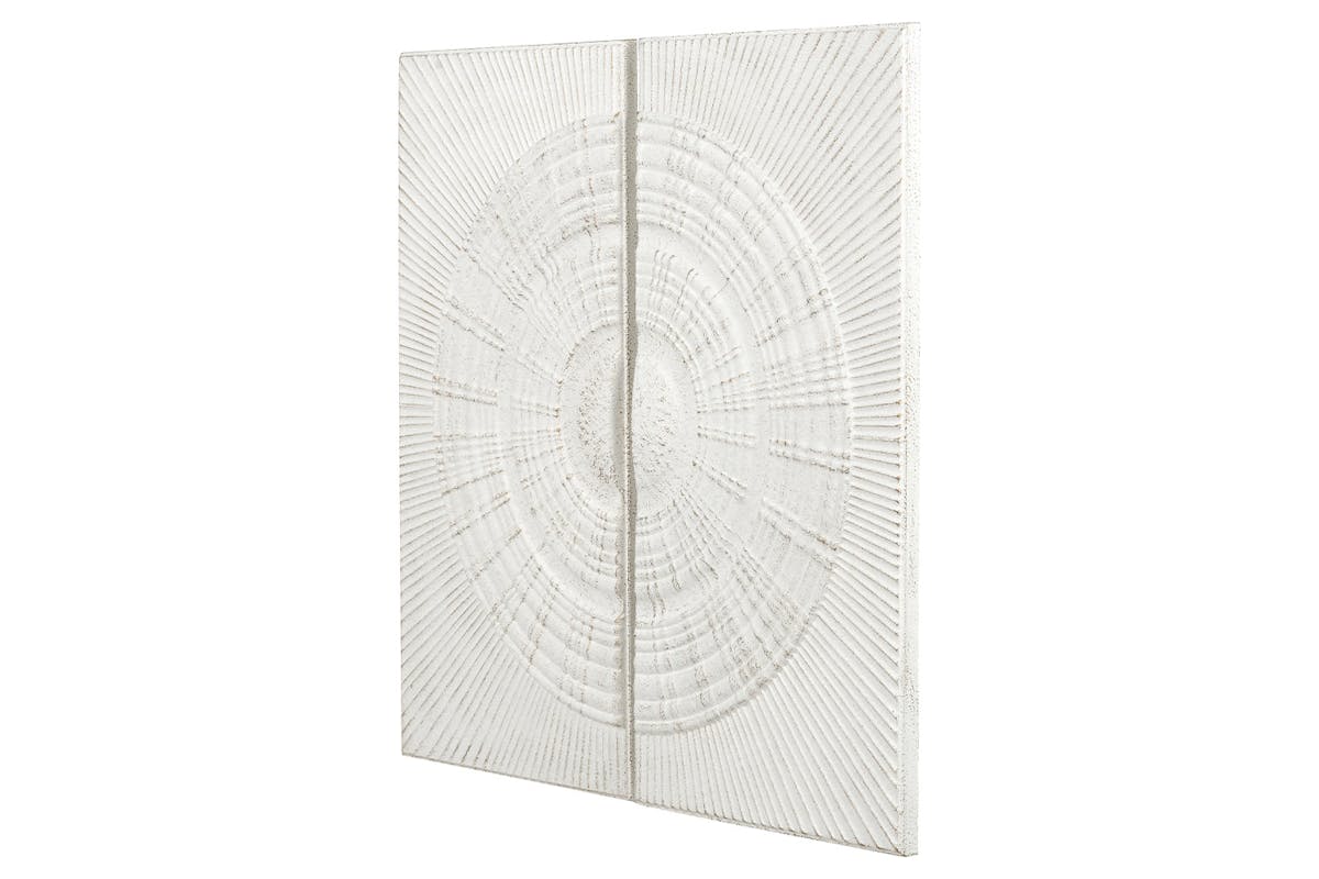 S/2 Antique White Moulded Metal Circle Wall Art | White | 91 x 46 cm-3