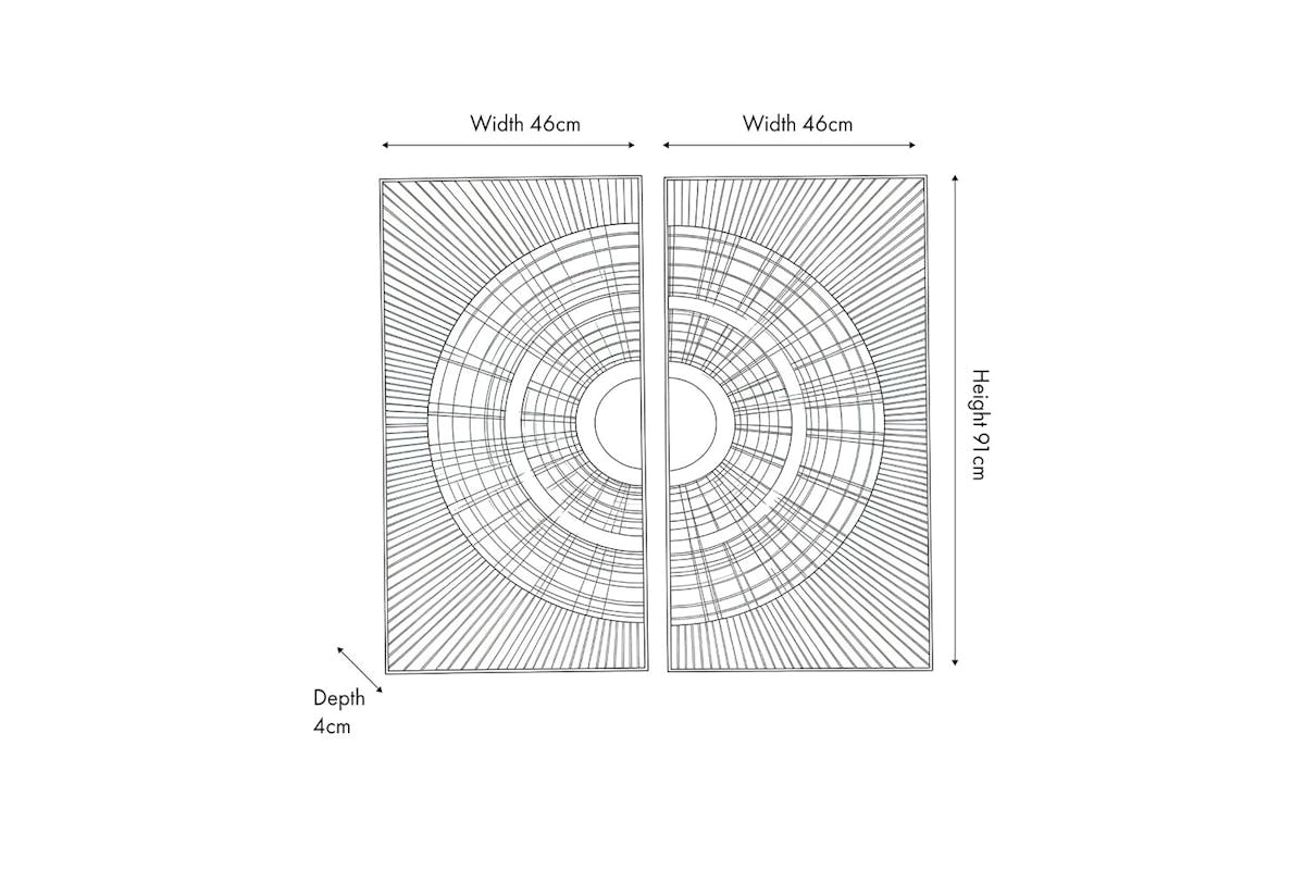 S/2 Antique White Moulded Metal Circle Wall Art | White | 91 x 46 cm-7