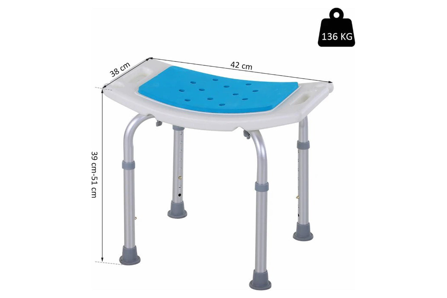 Homcom Aluminium Alloy 6-Level Non-Slip Bathroom Stool | Multicolour-8