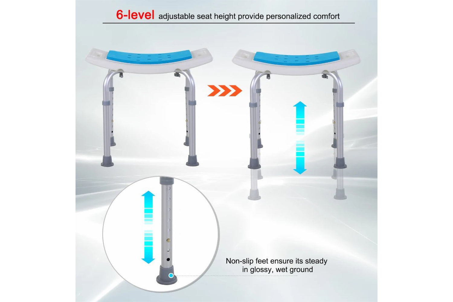 Homcom Aluminium Alloy 6-Level Non-Slip Bathroom Stool | Multicolour-4