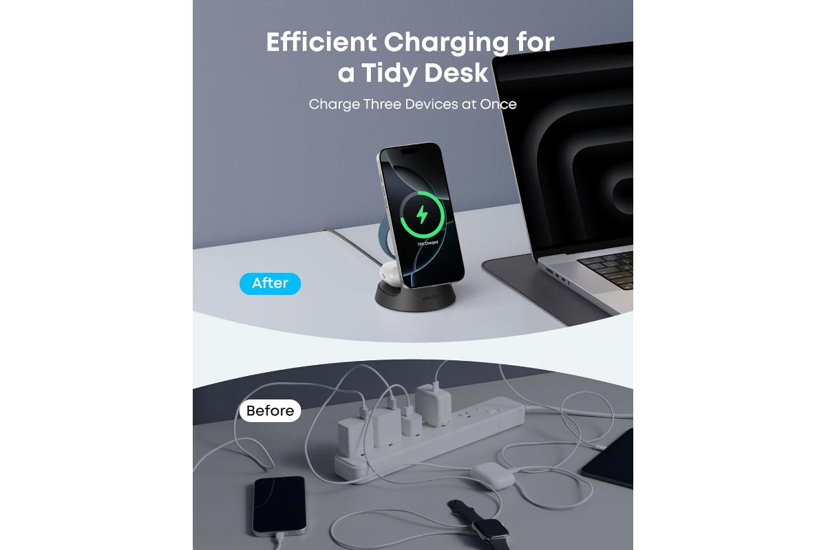 Anker Maggo 15W 3-in-1 Wireless Charging Station | Black-2