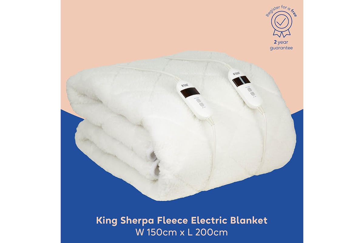 Russell Hobbs Sherpa King Electric Blanket | White | RHEDB8002-5
