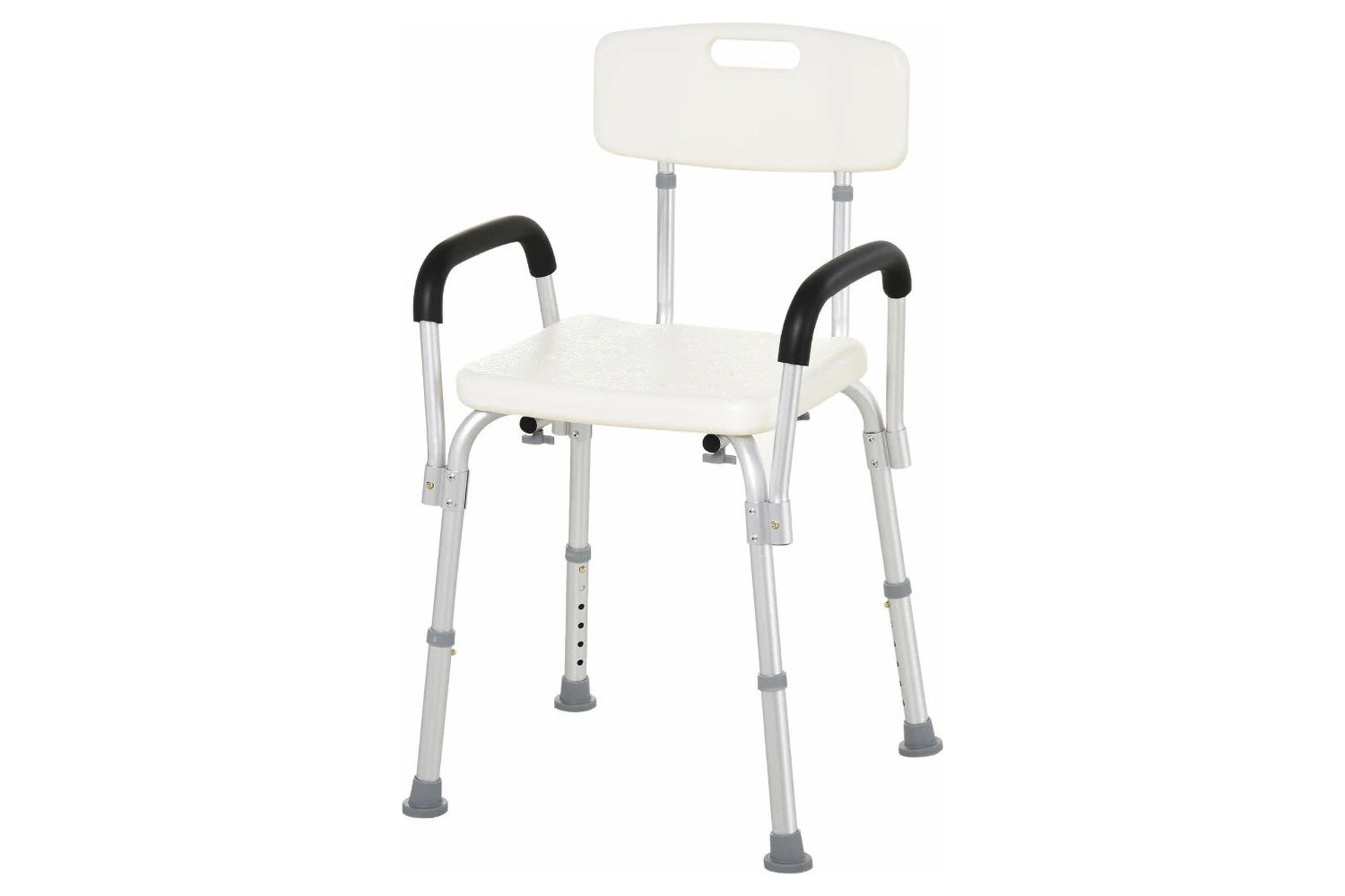 Homcom Adjustable Shower Bench with Back and Armrest | White