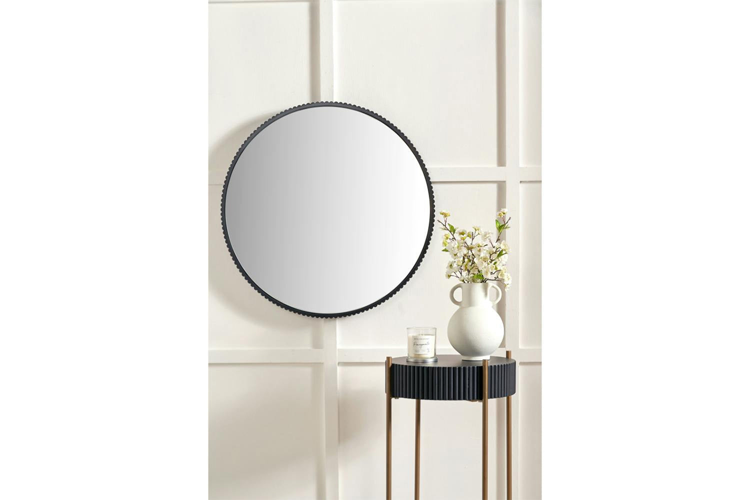 Cog Round Wall Mirror | Black | 70 cm-2