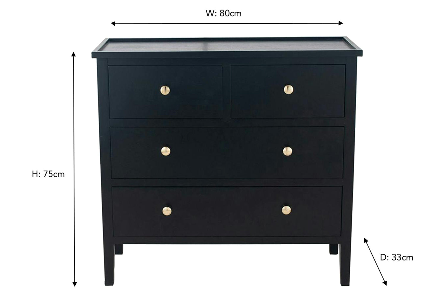 Satin Chest Of Drawer | 4 Drawer | Black-2