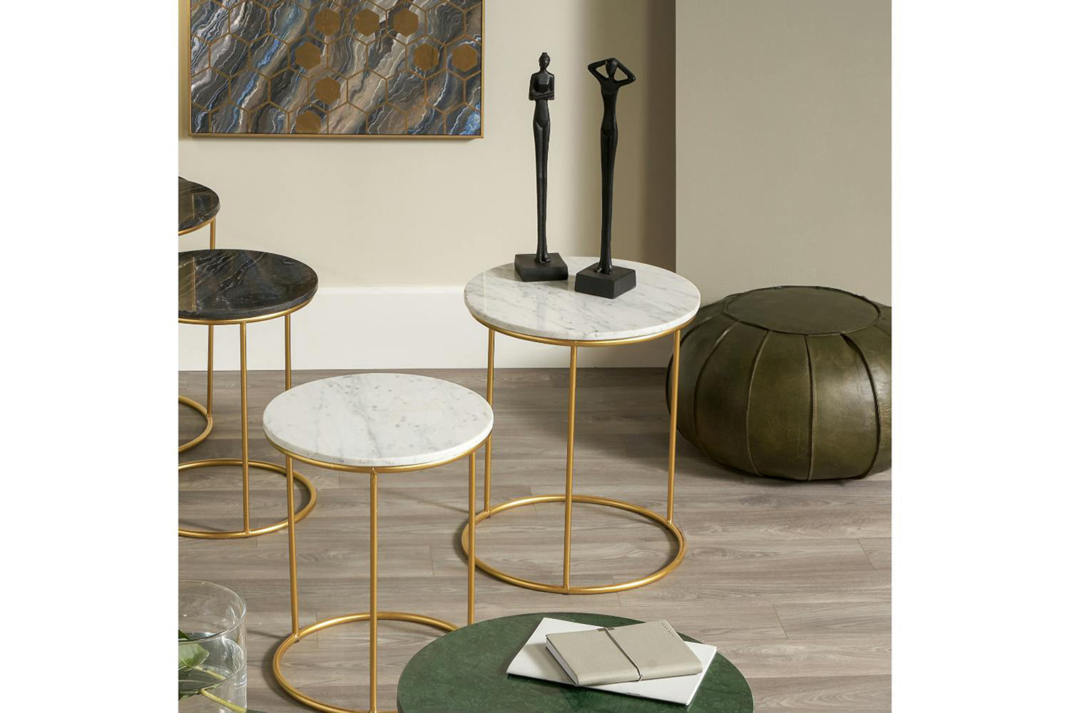 Milly White Marble Bedside Table | Set of 2-2
