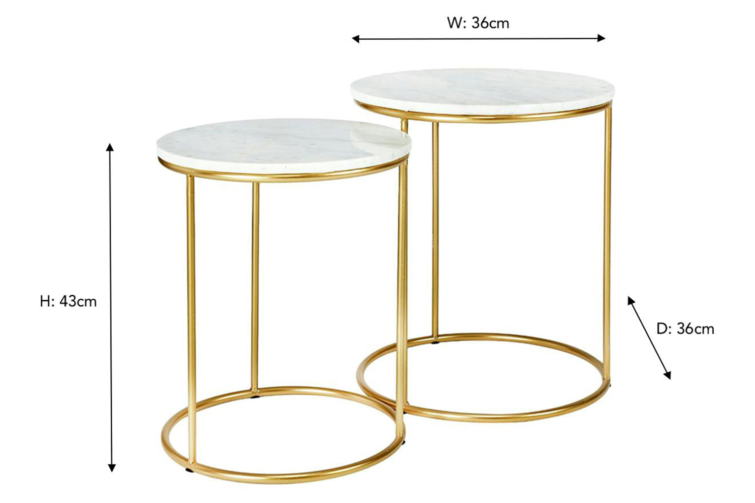 Milly White Marble Bedside Table | Set of 2-3