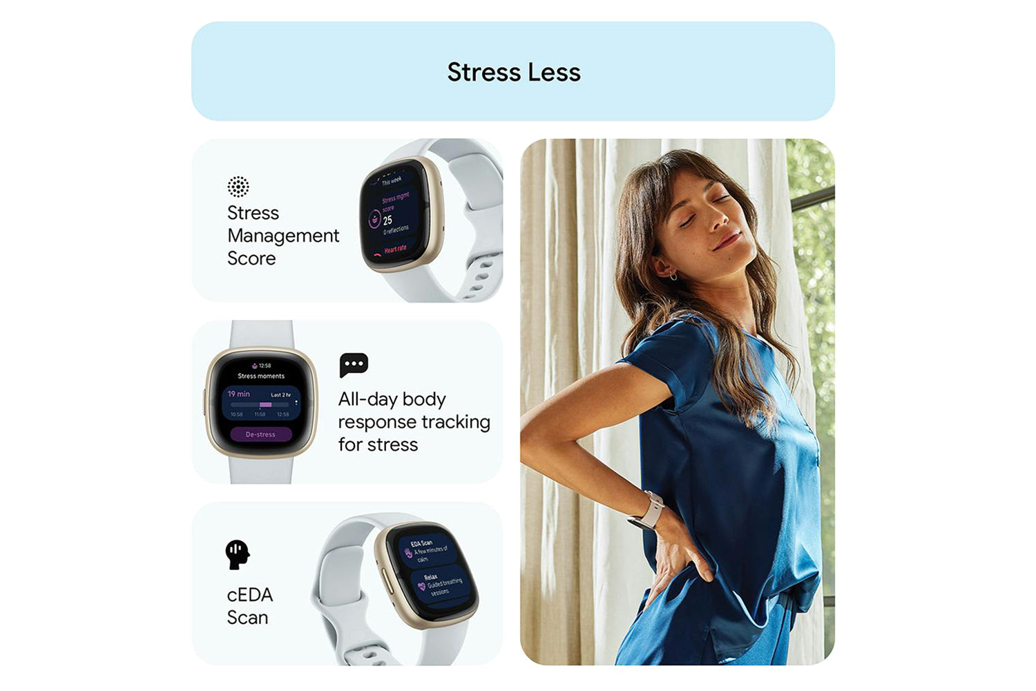 Fitbit Sense 2 Smartwatch | Blue Mist & Soft Gold-4