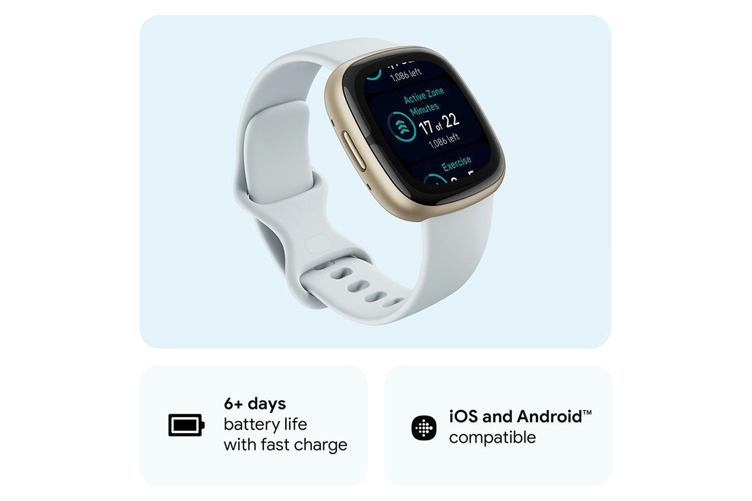Fitbit Sense 2 Smartwatch | Blue Mist & Soft Gold-5