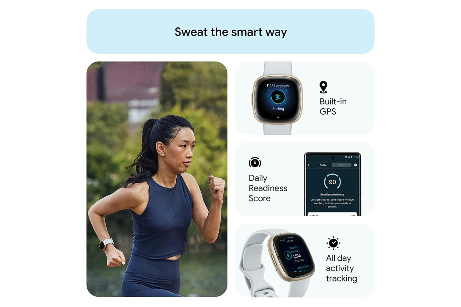 Fitbit Sense 2 Smartwatch | Blue Mist & Soft Gold-8