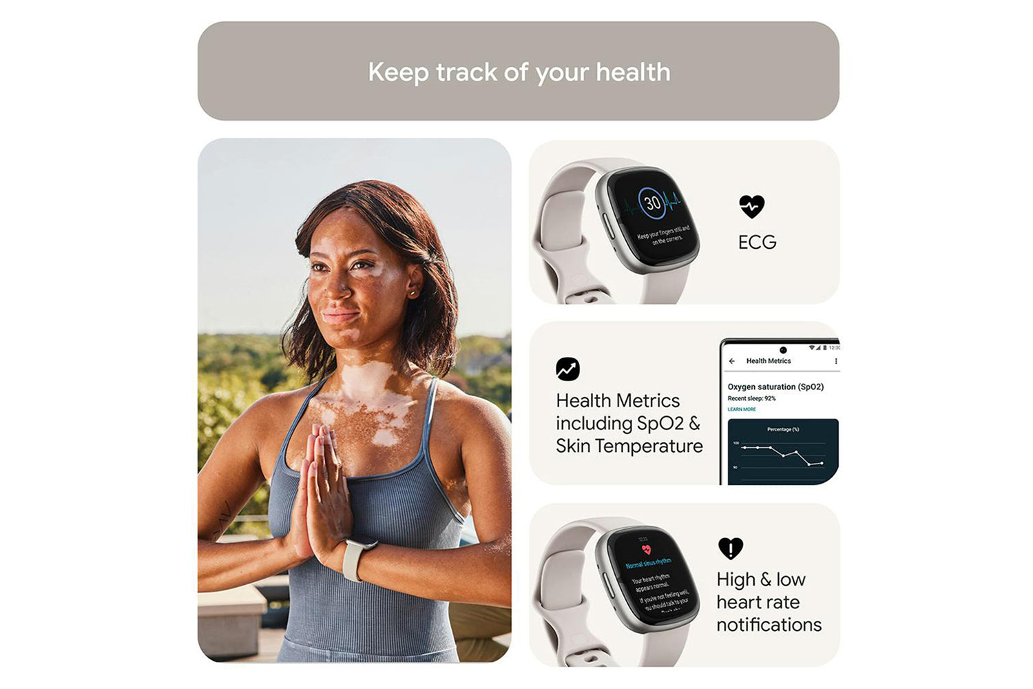 Fitbit Sense 2 Smartwatch | Lunar White & Platinum-3