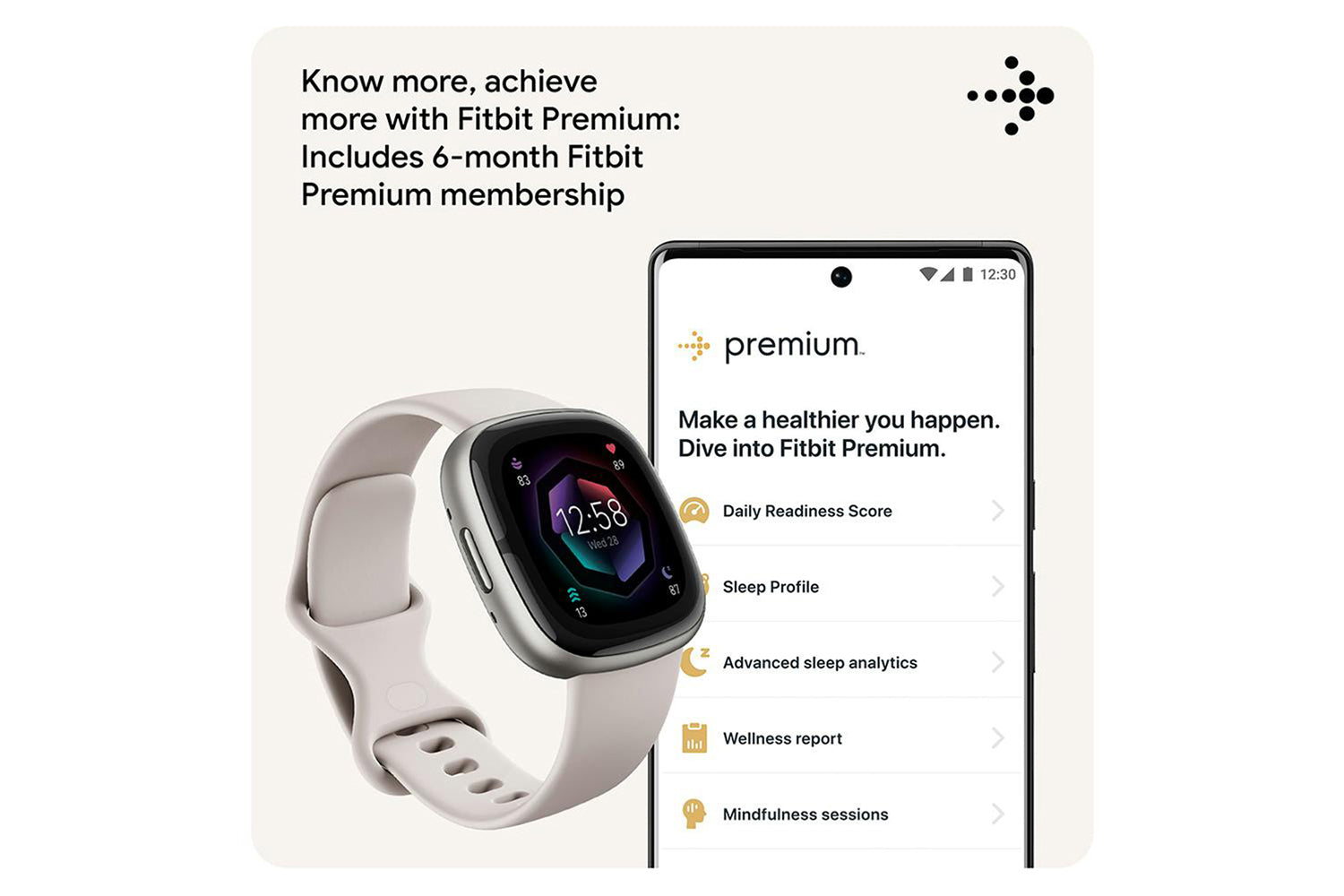 Fitbit Sense 2 Smartwatch | Lunar White & Platinum-4