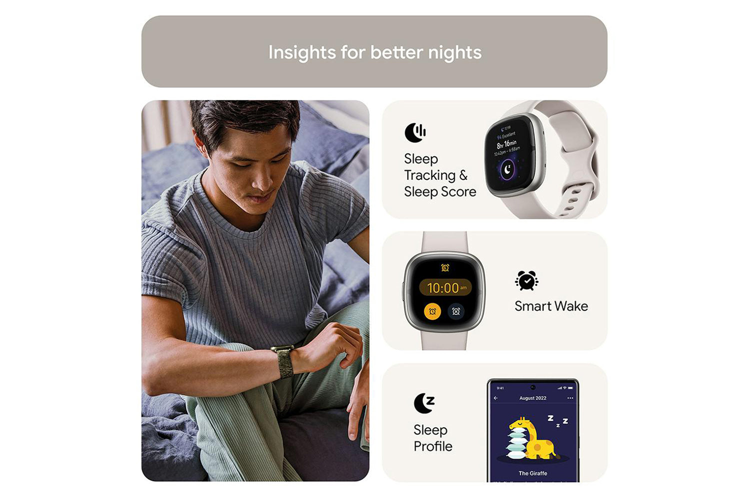 Fitbit Sense 2 Smartwatch | Lunar White & Platinum-6