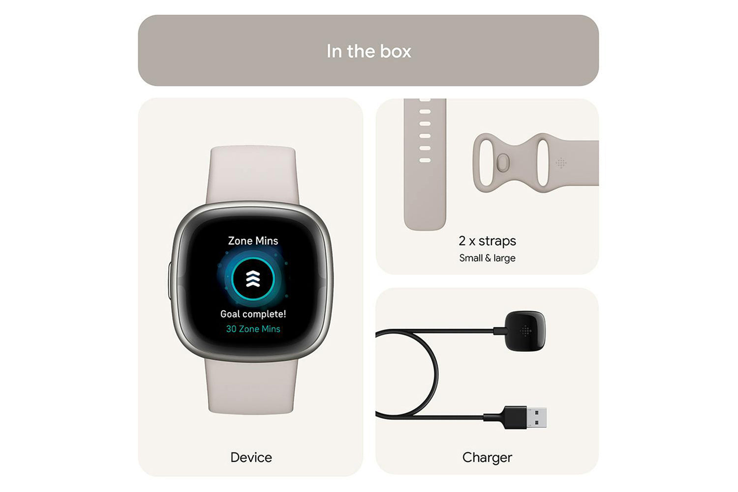 Fitbit Sense 2 Smartwatch | Lunar White & Platinum-9