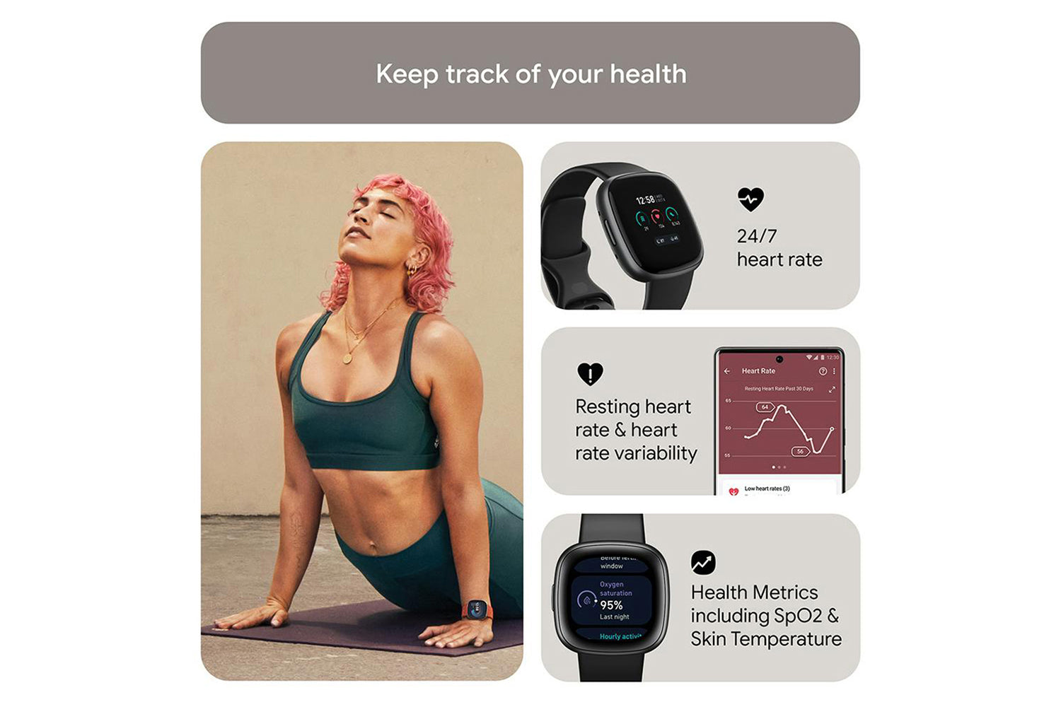 Fitbit Versa 4 Smartwatch | Black & Graphite-3