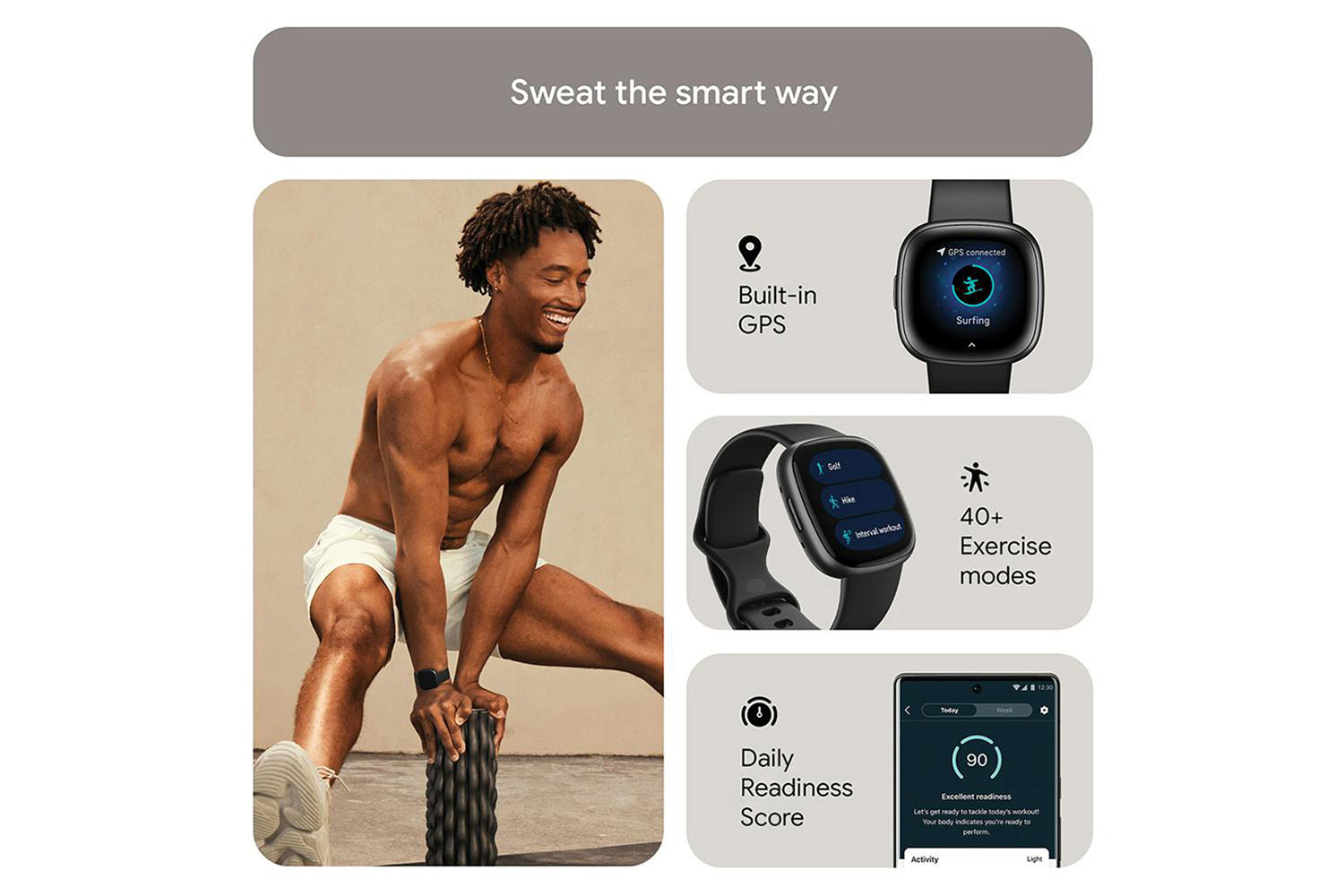 Fitbit Versa 4 Smartwatch | Black & Graphite-6