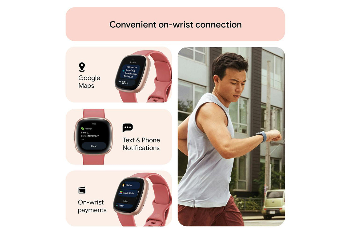 Fitbit Versa 4 Smartwatch | Pink Sand & Copper Rose-2
