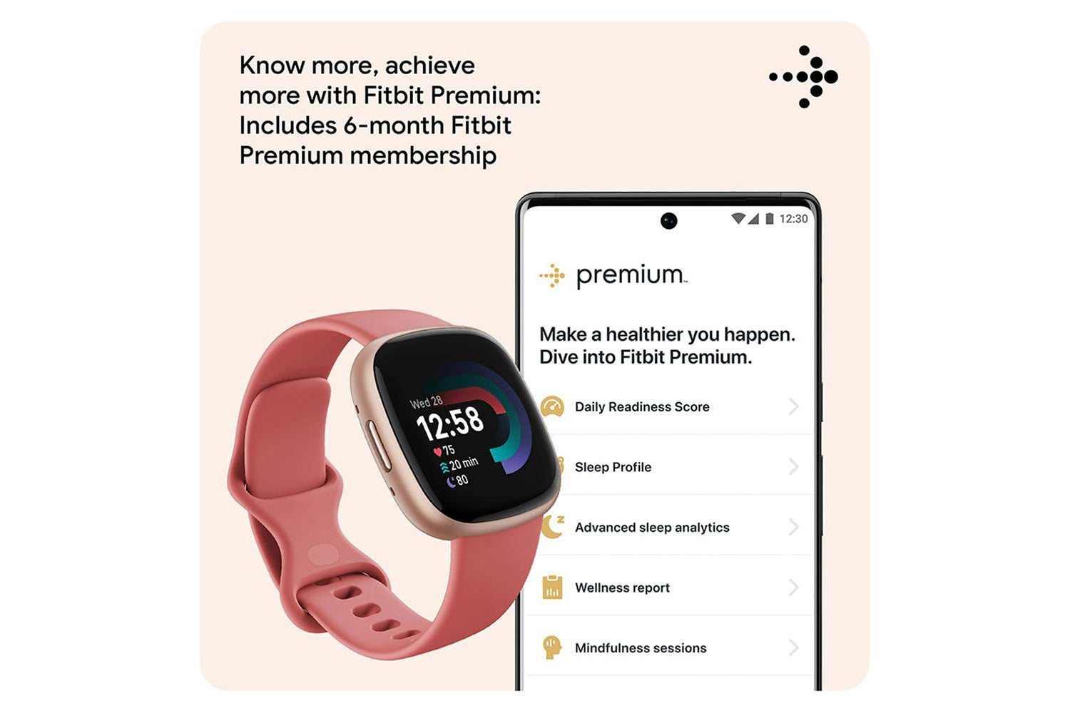 Fitbit Versa 4 Smartwatch | Pink Sand & Copper Rose-4