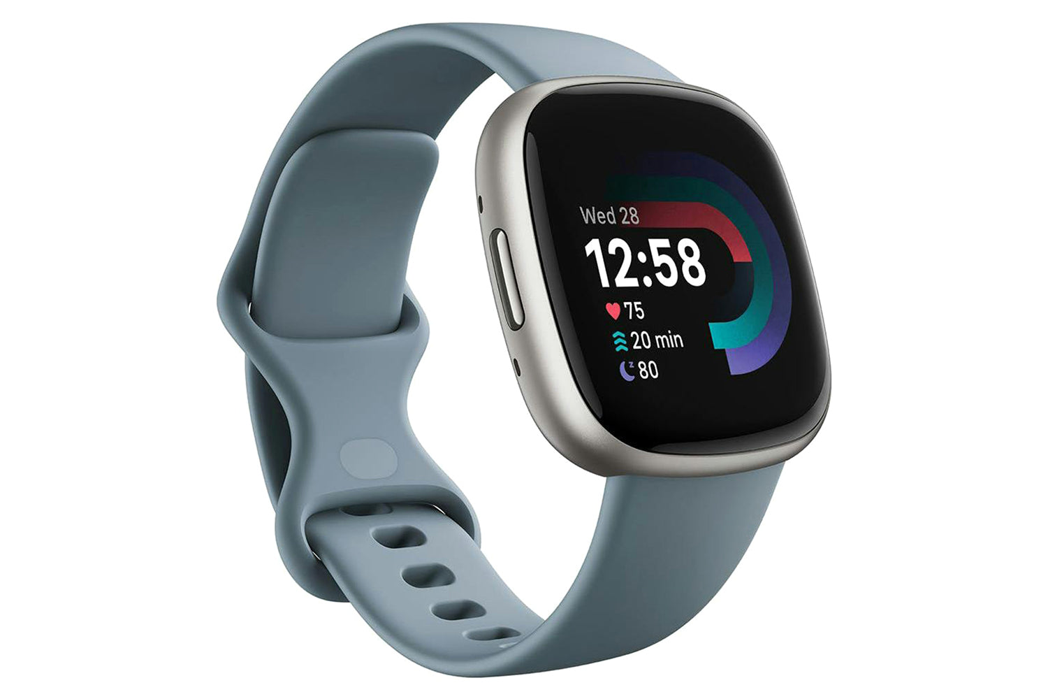 Fitbit Versa 4 Smartwatch | Waterfall Blue & Platinum