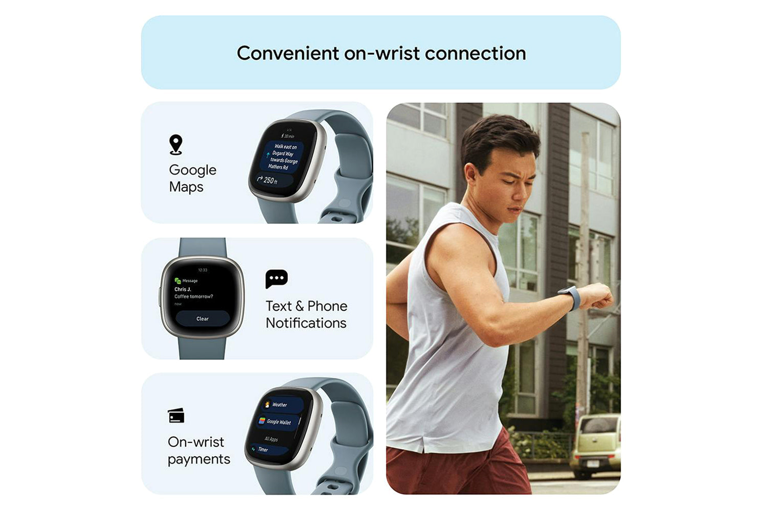 Fitbit Versa 4 Smartwatch | Waterfall Blue & Platinum-2