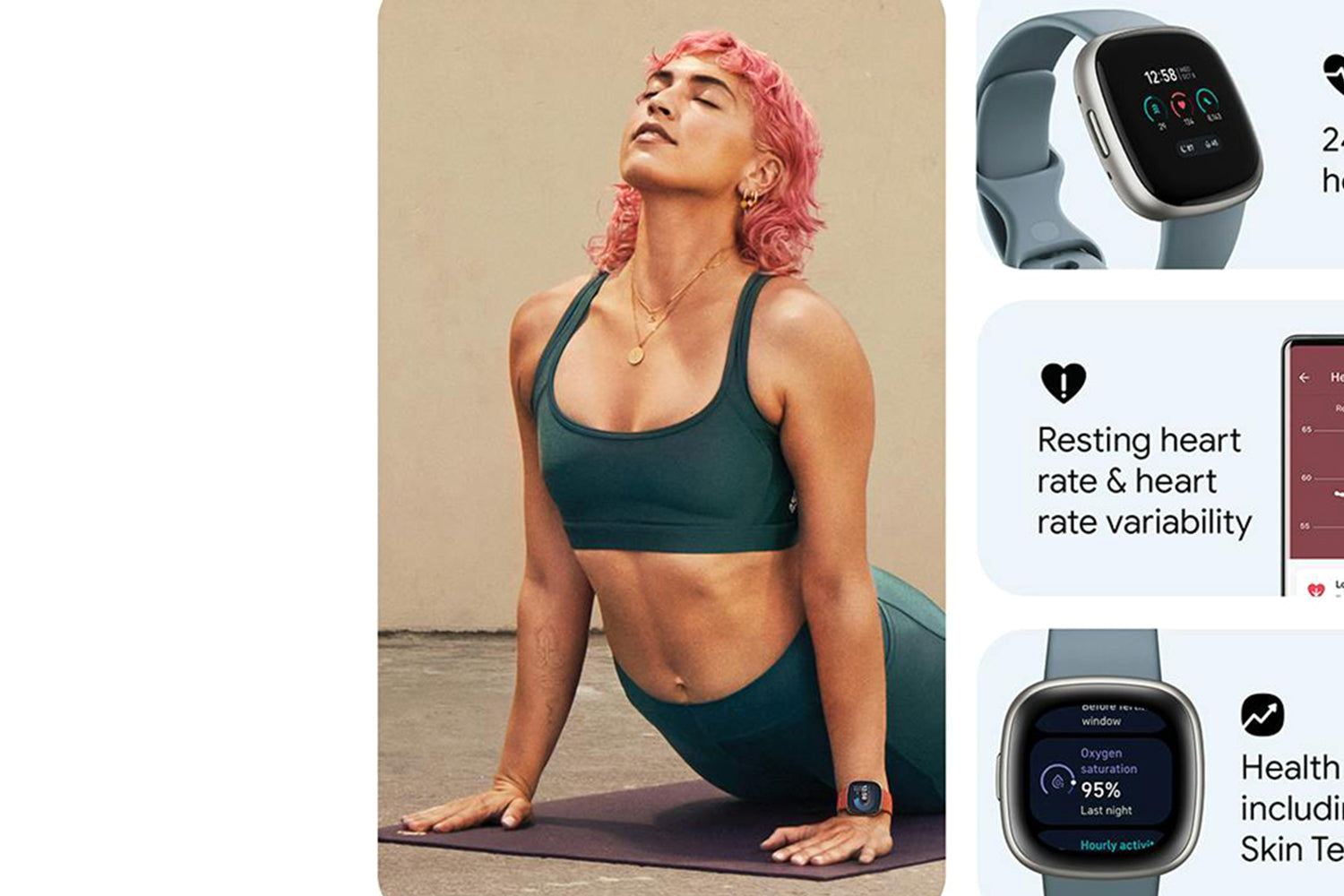 Fitbit Versa 4 Smartwatch | Waterfall Blue & Platinum-3