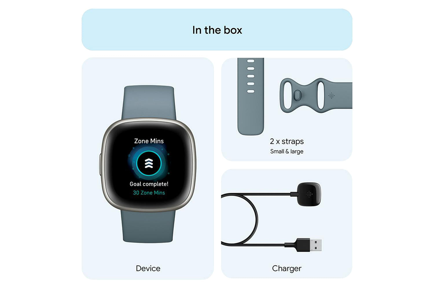 Fitbit Versa 4 Smartwatch | Waterfall Blue & Platinum-8