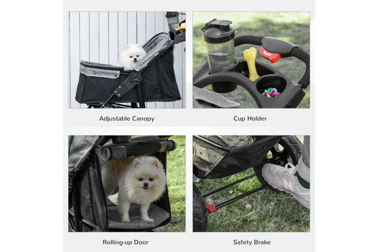 PawHut Folding Pet Stroller | Grey/Black-3