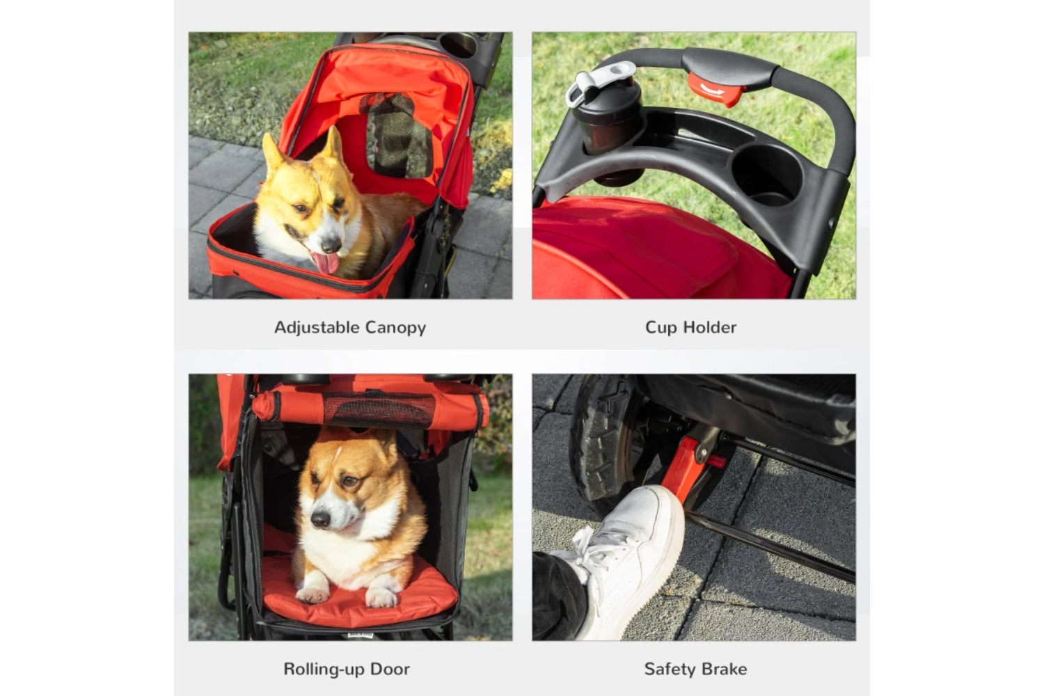PawHut Oxford Cloth Pet Stroller | Red/Black-3