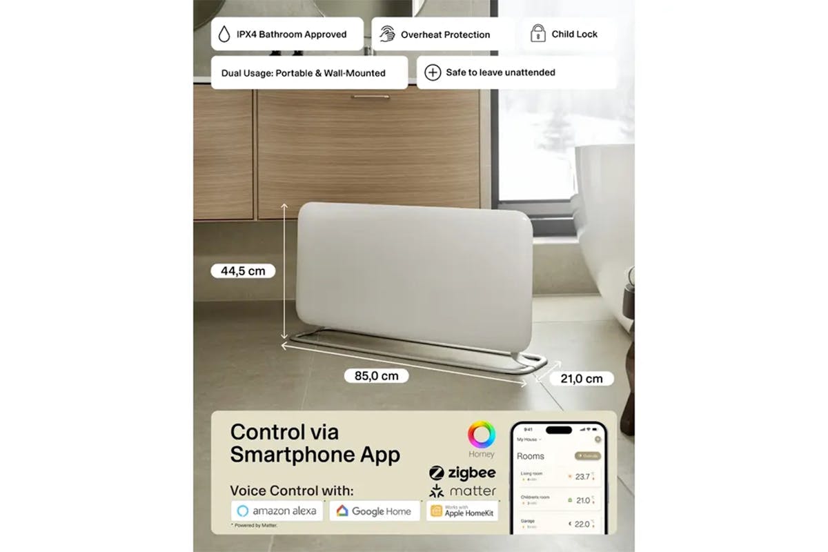 Mill Invisible Smart WiFi Gen 4 Panel Heater | PA1500WIFI4A | White-6