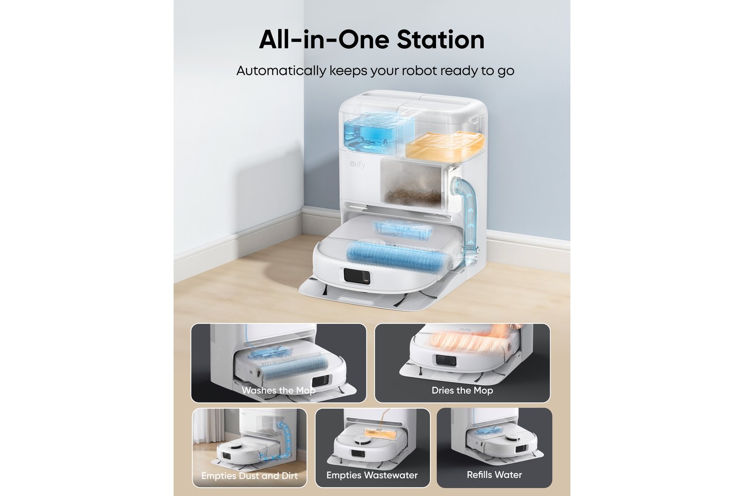 Eufy Robot Vacuum Omni C28 White with Extra Dust Bags | T211AV20-7