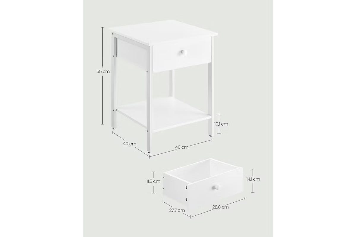 Vasagle Bedside Table with Drawer and Shelf | Matte White [Ex-Display - DC250587-000143]-5