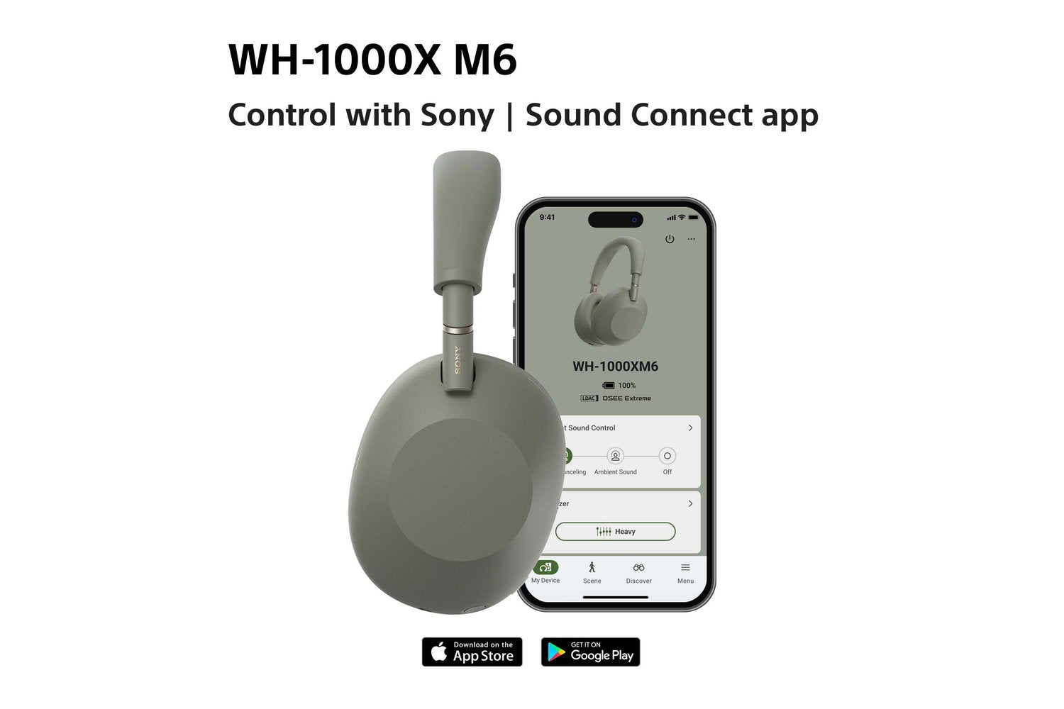 Sony WH-1000XM6 Wireless Noise Cancelling Over Ear Headphones | Olive Grey-7