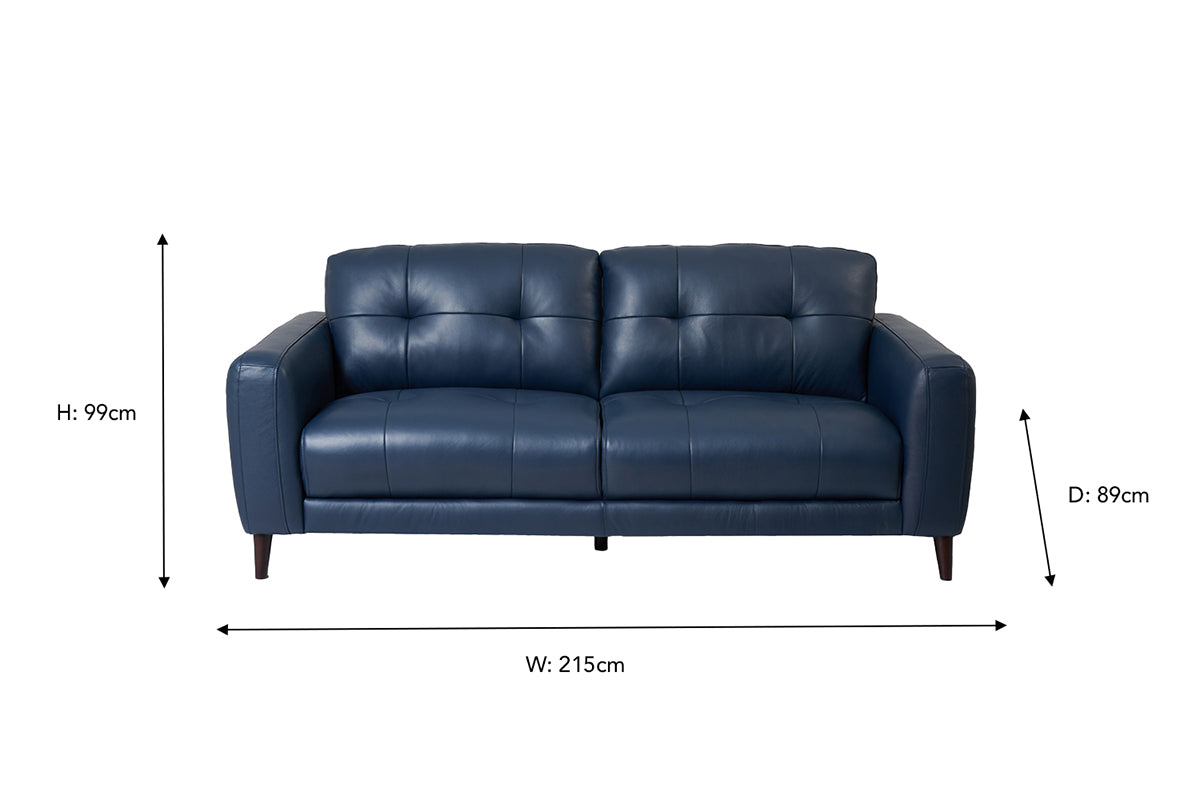 Emmy 2.5 Seater Sofa | Leather | Blue-2