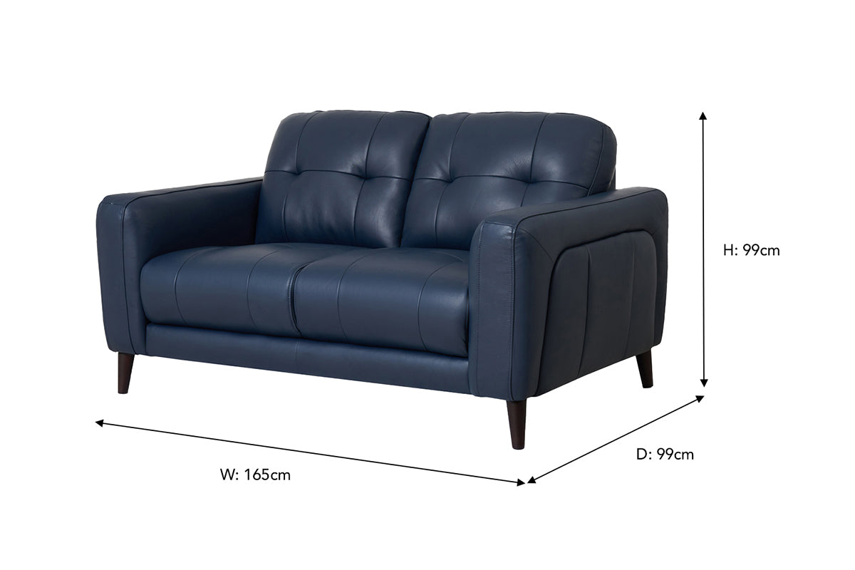 Emmy 2 Seater Sofa | Leather | Blue-3