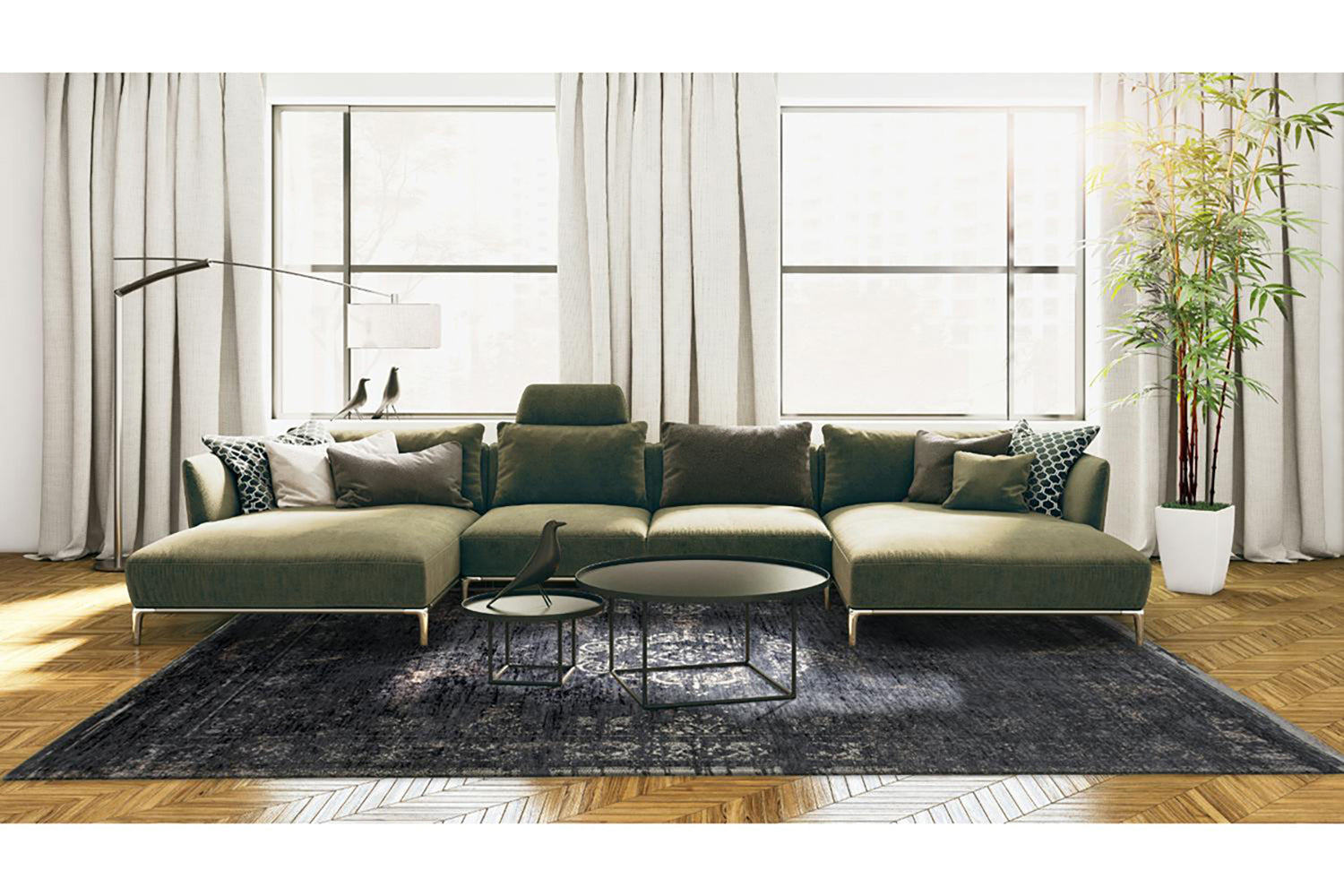 Louis De Poortere | Medallion Eco Rug | Mineral Black | 140 x 200 cm-12