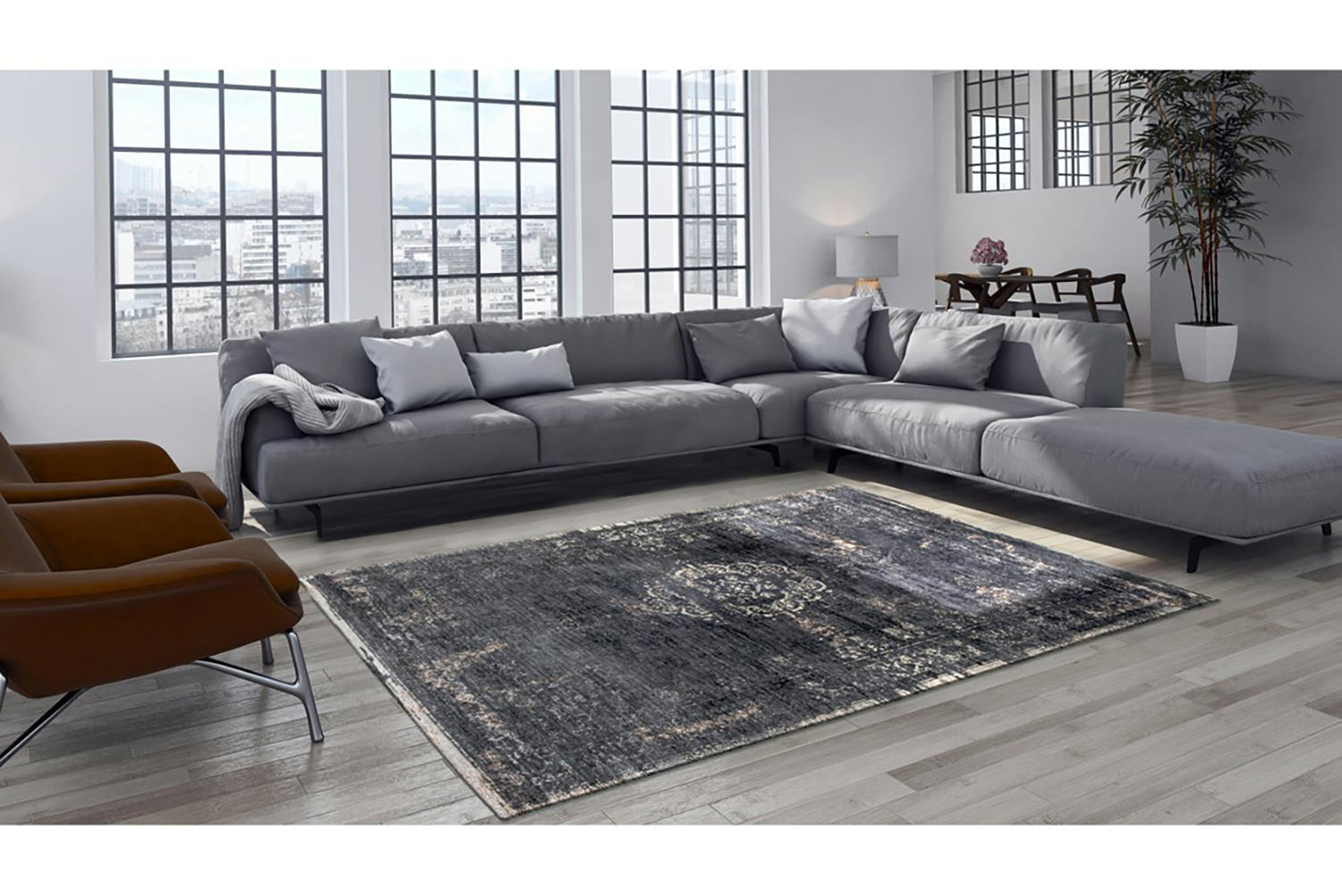 Louis De Poortere | Medallion Eco Rug | Mineral Black | 140 x 200 cm-2